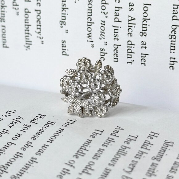 Vintage Sterling Silver Floral Bouquet Ring Size 6 - Picture 5 of 5